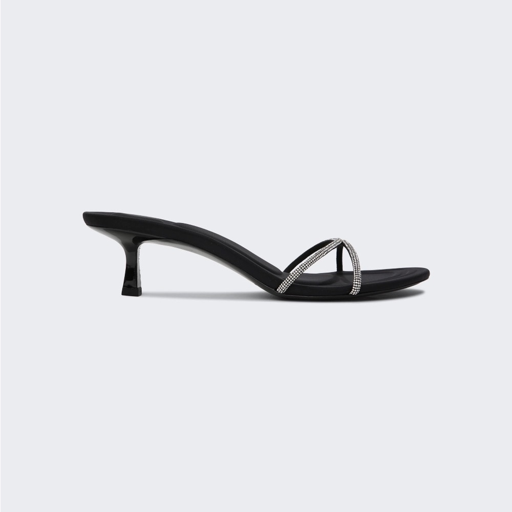Alexander Wand “Dahlia” crystal kitten heel sandals in black. Size 37